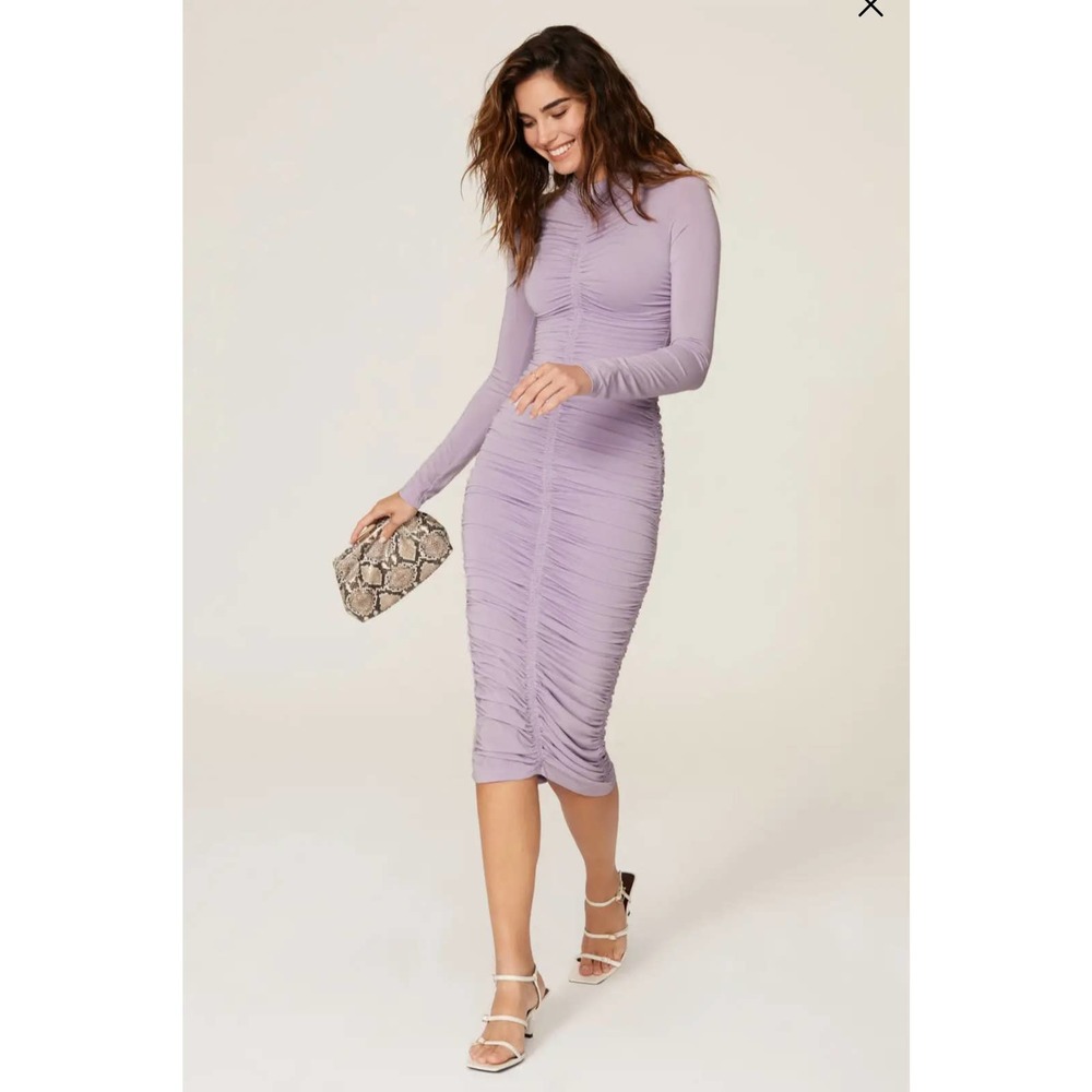 A.L.C Ansel Lilac Dress Midi Purple Ruching small 4 6